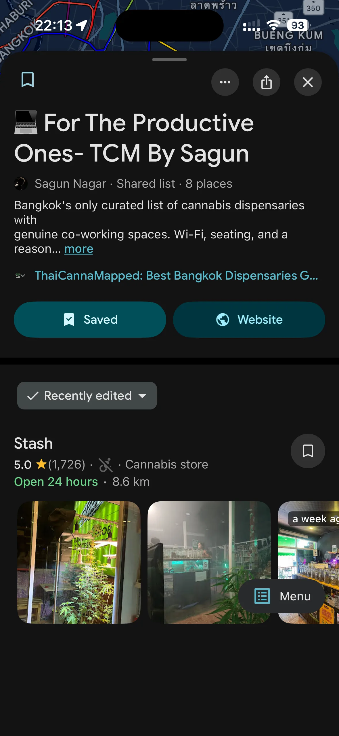 Productive Ones Bangkok co-working cannabis dispensaries Google Maps list