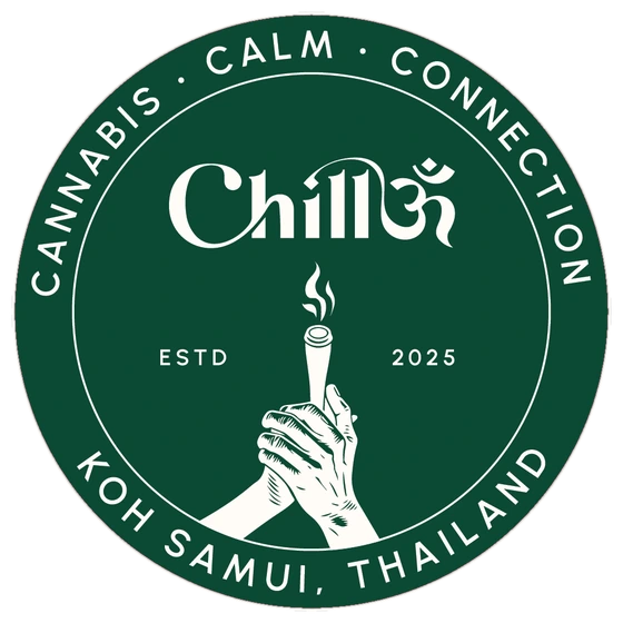ChillOm round badge, forest green
