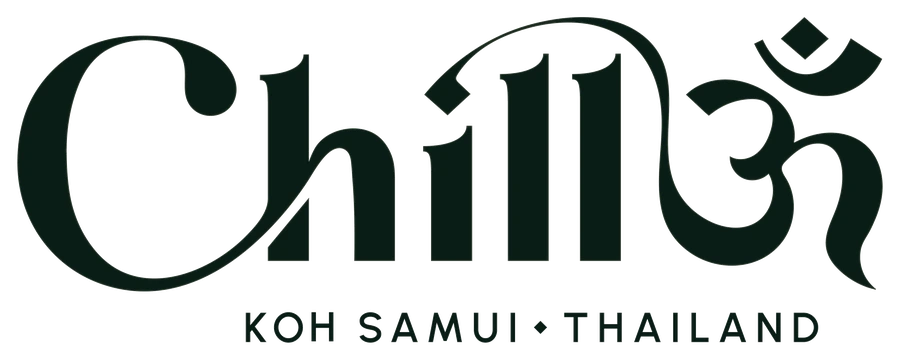 ChillOm wordmark with Koh Samui, Thailand